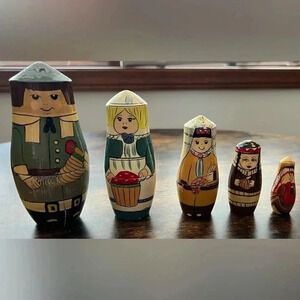 VINTAGE: Lillian Vernon | Thanksgiving wooden nesting dolls set of 5